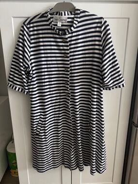 Sara Campbell Deep Navy and White Striped Mini Dress, Long top